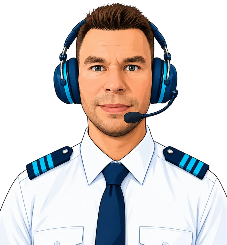 Stefan Billerbeck, Gründer von SB Aviation, mit Pilotenheadset